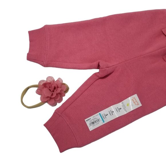 NWT JUMPING BEANS 3 PIECE SET BODYSUIT SWEATPANTS AND HEADBAND Baby Size 3M - Picture 6 of 9